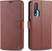 Voor Huawei Nova 6 AZNS Schapenvacht Textuur Horizontale Flip Leren Case met Houder & Kaartsleuven & Portemonnee (Bruin)