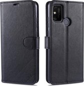 Voor Huawei Honor 9A AZNS Schapenvacht Textuur Horizontale Flip Leren Case met Houder & Kaartsleuven & Portemonnee (Zwart)