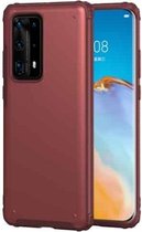 Voor Huawei P40 Pro + effen kleur Vierhoekige schokbestendige TPU + pc-beschermhoes (rood)