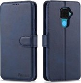 Voor Huawei Mate 30 Lite / nova 5i Pro AZNS Kalfsstructuur Horizontale flip lederen hoes, met houder & kaartsleuven & portemonnee & fotolijst (blauw)