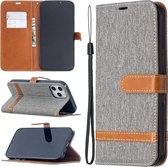 Voor iPhone 12 Pro Max Kleuraanpassing Denim Texture Horizontale Flip Leren Case met Houder & Kaartsleuven & Portemonnee & Lanyard (Grijs)