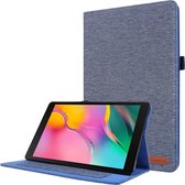 Voor Samsung Galaxy Tab A7 (2020) Horizontale Flip TPU + Stof PU lederen beschermhoes met kaartsleuven en houder (DeepBlue)