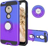 Voor Motorola G7 Play 2 in 1 PC + TPU beschermhoes met 360 graden roterende ringhouder (blauw paars)