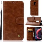 Voor HTC X10 Retro Koperen Gesp Crazy Horse Horizontale Flip PU Lederen Case met Houder & Kaartsleuven & Portemonnee & Lanyard (Bruin)