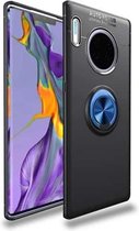 Voor Huawei Mate 30 Pro metalen ringhouder 360 graden roterende TPU-hoes (zwart + blauw)