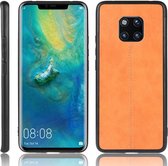 Voor Huawei Mate 20 Pro schokbestendig naaien koe patroon huid PC + PU + TPU Case (oranje)