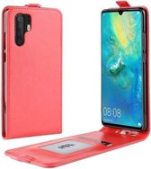 Voor Huawei P30 Pro R64 Textuur Enkele Verticale Flip lederen beschermhoes met kaartsleuven en fotolijst (rood)