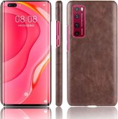 Voor Huawei Nova 7 Pro Shockproof Litchi Texture PC + PU Case (Bruin)