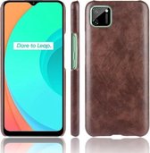 Voor Oppo Realme C11 Shockproof Litchi Texture PC + PU Case (bruin)