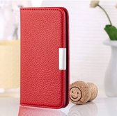 Voor Samsung Galaxy S21 5G Litchi Texture Horizontale Flip lederen tas met houder en kaartsleuven (rood)