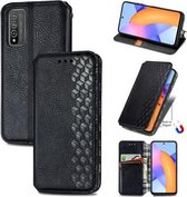 Voor Huawei Honor 10 X Lite Cubic Grid Pressed Horizontal Flip Magnetic PU Leather Case met houder & kaartsleuven & portemonnee (zwart)