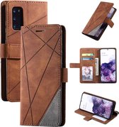 Voor Samsung Galaxy S20 Ultra Skin Feel Splicing Horizontale Flip Leather Case met houder & kaartsleuven & portemonnee & fotolijst (bruin)