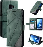 Voor Samsung Galaxy A8 (2018) Skin Feel Splicing Horizontale flip lederen tas met houder & kaartsleuven & portemonnee & fotolijst (groen)