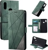 Voor Samsung Galaxy A10s Skin Feel Splicing Horizontale Flip Leather Case met houder & kaartsleuven & portemonnee & fotolijst (groen)