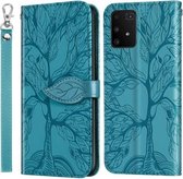 Voor Samsung Galaxy A91 Life of Tree Embossing Pattern Horizontale Flip Leather Case met houder & kaartsleuf & portemonnee & fotolijst & Lanyard (Lake Blue)