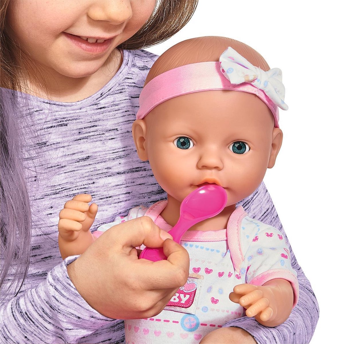 Simba - New Born Baby - Babypop - 43 cm - slapende ogen - roze - drink en plasfunctie - babypop — afbeelding 16