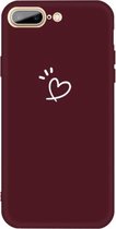 Voor iPhone 8 Plus / 7 Plus Three Dots Love-heart Pattern Colorful Frosted TPU telefoon beschermhoes (wijnrood)
