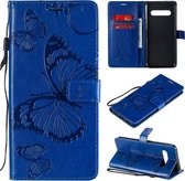 Voor LG V60 3D vlinders reliëfpatroon horizontale flip lederen tas met houder & kaartsleuf & portemonnee (blauw)