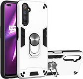 Voor OPPO Realme 6 Pro 2 in 1 Armor Series PC + TPU beschermhoes met ringhouder (zilver)