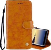 Voor Sumsung Galaxy Note 8 zakelijke stijl olie wax textuur horizontale flip lederen tas met houder & kaartsleuven & portemonnee (geel)
