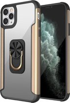 PC + TPU + metalen schokbestendige beschermhoes met ringhouder voor iPhone 11 Pro Max (goud)