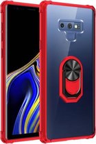 Voor Samsung Galaxy Note9 schokbestendig transparant TPU + acryl beschermhoes met ringhouder (rood)