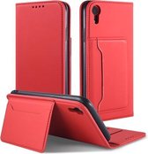 Voor iPhone XR Sterk magnetisme Schokbestendig Horizontaal Flip Vloeibaar aanvoelend lederen hoesje met houder & kaartsleuven & portemonnee (rood)