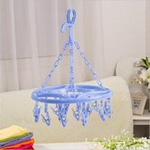 2 STUKS 18 Clips Droogrek Sokhouder Draagbaar opvouwbaar Doekhangerrek (blauw)