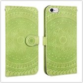Voor iPhone 6 Pressed Printing Pattern Horizontale Flip PU lederen tas, met houder & kaartsleuven & portemonnee & & lanyard (groen)
