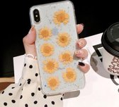 Daisy Pattern Real Dried Flowers Transparant Soft TPU Cover voor iPhone X & XS (geel)