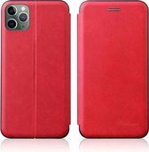 Voor iPhone 12 Pro Max Geïntegreerde spanning Retro textuur Magnetische TPU + PU lederen tas met kaartsleuf en houder (rood)