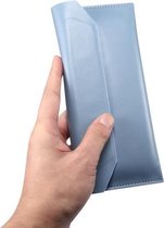 Magnetische lederen horizontale flip-beschermhoes voor 6,1-6,7 inch smartphones (lichtblauw)