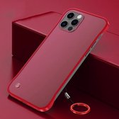 Frosted antislip TPU-beschermhoes met metalen ring voor iPhone 12 Pro Max (rood)