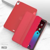 Voor iPad Air 2020 10.9 Drie-vouwoppervlak PU-leer TPU Matzachte onderkant met houder en slaap- / wekfunctie (rood)