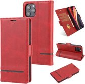 Voor iPhone 12/12 Pro Business Style Line Splicing Horizontale Flip TPU + PU lederen hoes met kaartsleuven & houder & portemonnee (rood)