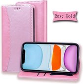 Voor iPhone 11 Business Stitching Horizontale flip lederen hoes met dubbele vouw & beugel & kaartsleuven & fotolijst & portemonnee (roségoud)