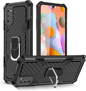 Voor Samsung Galaxy A41 Cool Armor PC + TPU schokbestendig hoesje met 360 graden rotatie ringhouder (zwart)