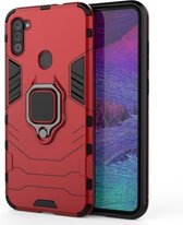 Voor Samsung Galaxy A11 schokbestendige pc + TPU beschermhoes met magnetische ringhouder (rood)