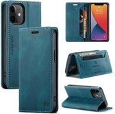 AutSpace A01 Retro Skin-feel Crazy Horse Texture Horizontale flip lederen tas met houder & kaartsleuven & portemonnee & RFID voor iPhone 12 mini (blauw)