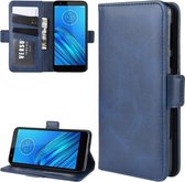 Voor Motorola Moto E6 Portemonnee Stand Lederen Mobiele Telefoon Case met Portemonnee & Houder & Kaartsleuven (Donkerblauw)