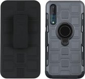 Voor Huawei P20 3 in 1 Cube PC + TPU beschermhoes met 360 graden draaien zwarte ringhouder (grijs)