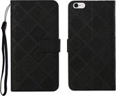 Etnische stijl reliëf patroon horizontale flip lederen tas met houder & kaartsleuven & portemonnee & lanyard voor iPhone 6 Plus (zwart)