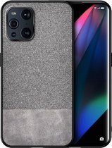 Voor OPPO Find X3 schokbestendige splicing PU + stoffen beschermhoes (stiksel grijs)