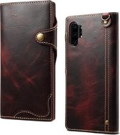 Voor Galaxy Note 10 Plus Denior Oil Wax Koeienhuid Magnetische Knop Horizontale Flip Leren Case met Kaartsleuven & Portemonnee (Donkerrood)