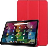 Voor Lenove Duet Chromebook uster Texture Smart PU lederen tas met slaap- / wekfunctie en 3-voudige houder (rood)