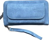 Zaza'z - Portemonnee - Dames - Licht blauw - Krokodillenprint - 21 x 12 cm - PU - Afneembaar polsbandje - Ook heel leuk en handig te gebruiken als clutch