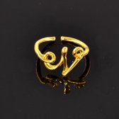 Gading® Dames Ring met letter "N"- vrouwen goudkleurig letter Ringen- Vriendschapsring - Relatie Ringen