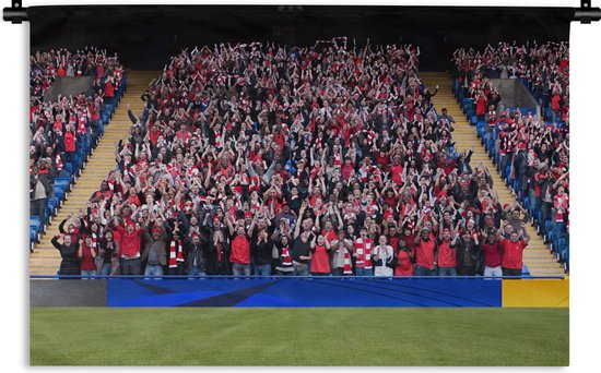 Wandkleed Voetbal - Mensen in voetbalstadion Wandkleed katoen 120x80 cm - Wandtapijt met foto