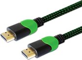 Savio GCL-06, 3 m, HDMI Type A (Standaard), HDMI Type A (Standaard), 3D, 100 Gbit/s, Zwart, Groen