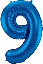 Cijfer ballon 9 Blauw 32inch, 80cm kindercrea